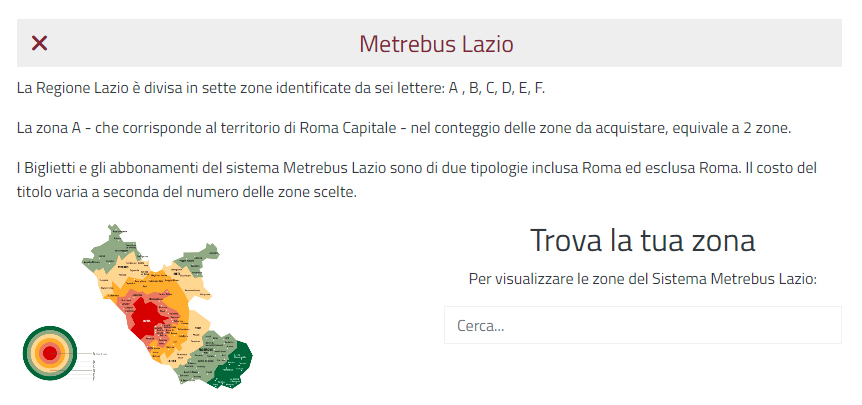 Zóny Řím veřejná doprava